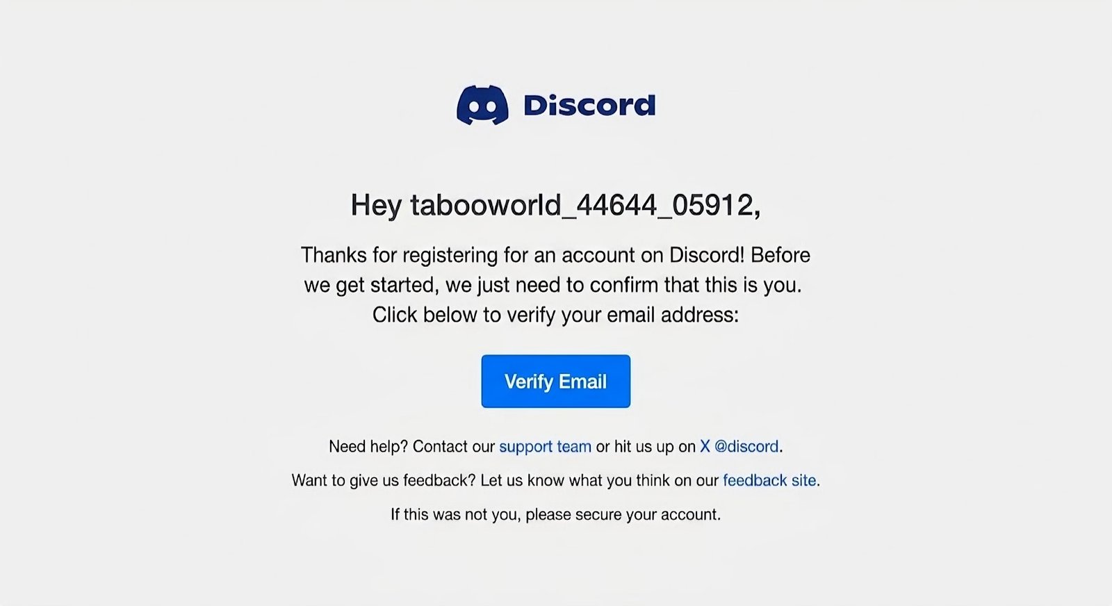 Discord email verification step for a new account