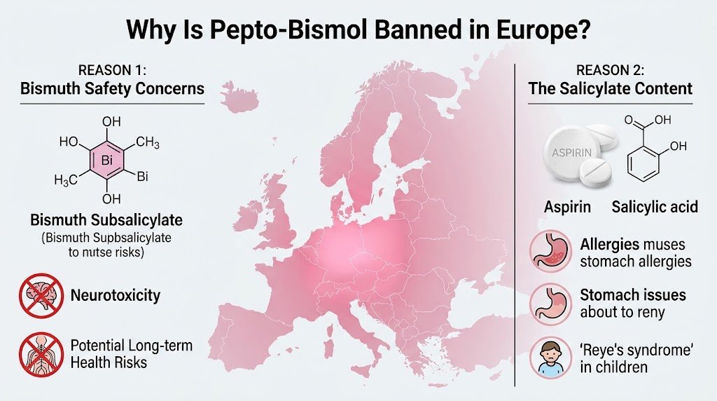 Why Is Pepto Bismol Banned in Europe? The Two Main Reasons